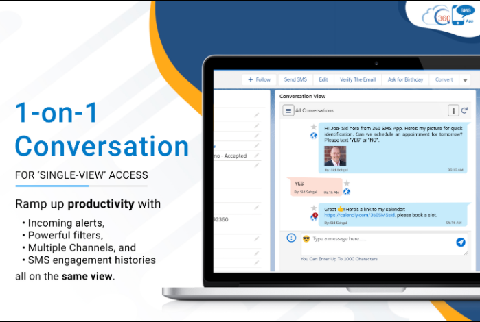 360 Sms App 1 on 1 Conversation for single view access