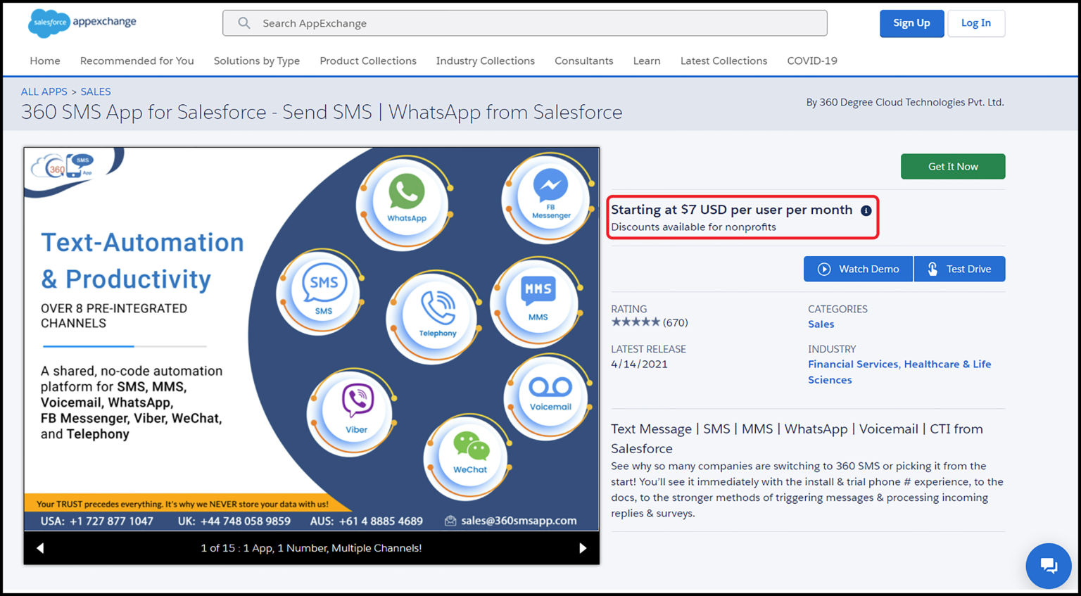 360 Sms App for Salesforce,Text Automation & Productivity
