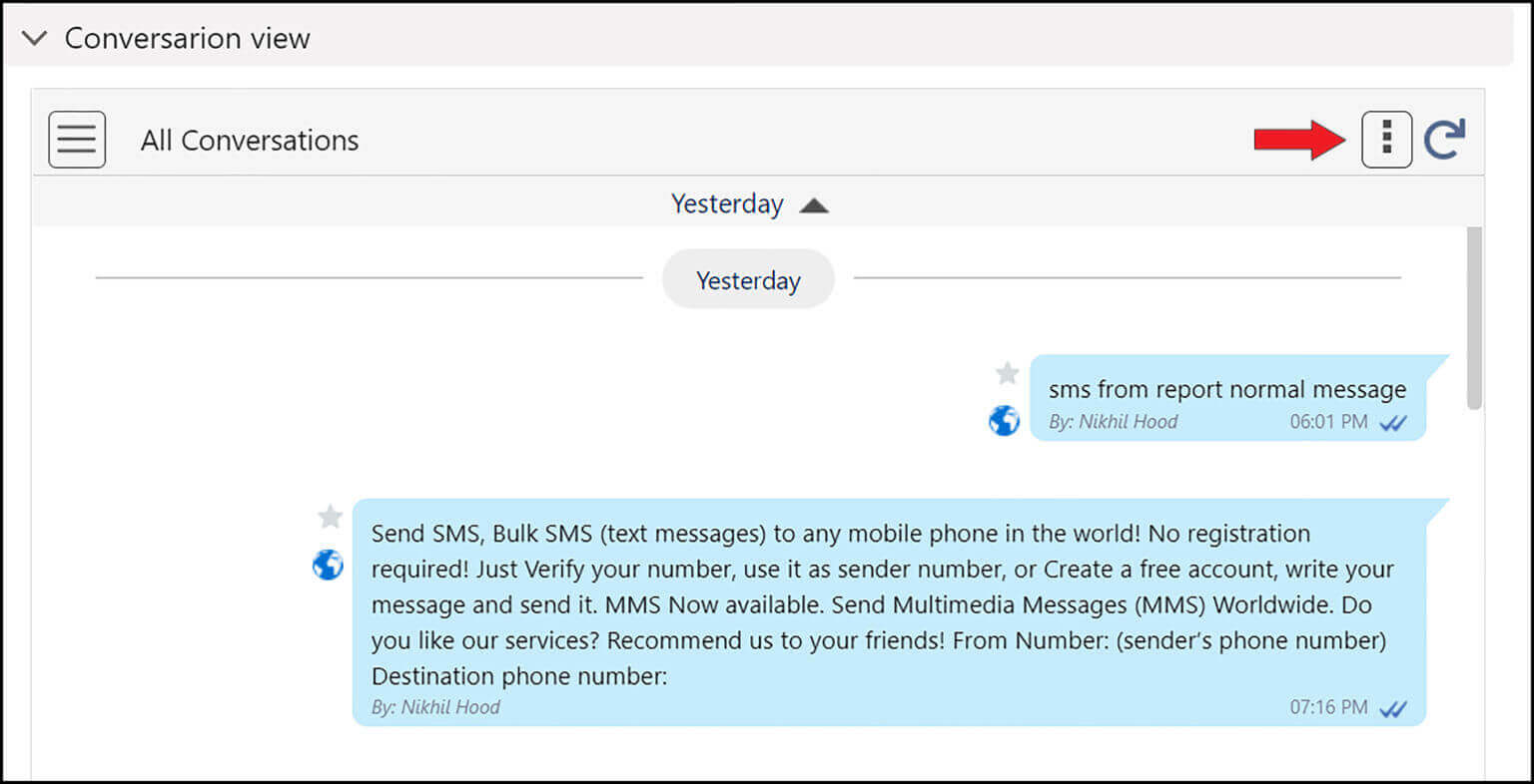 360 Sms App to click on the top right side with three dots