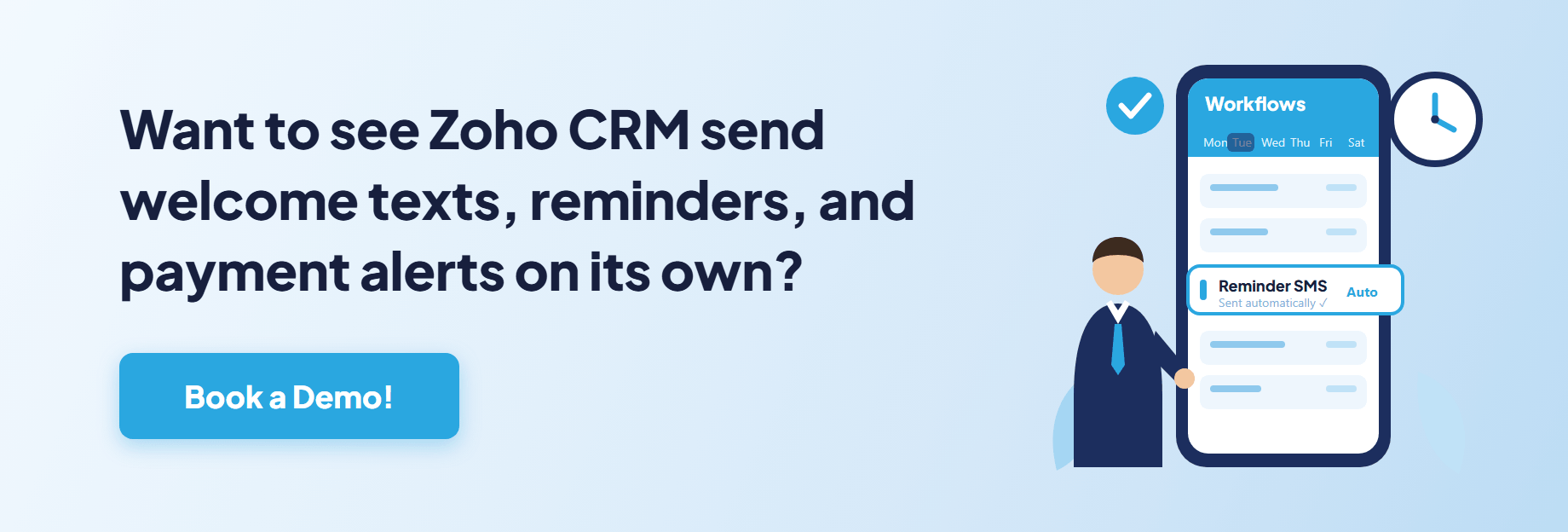 Book a demo of Zoho CRM SMS automation with 360 SMS App