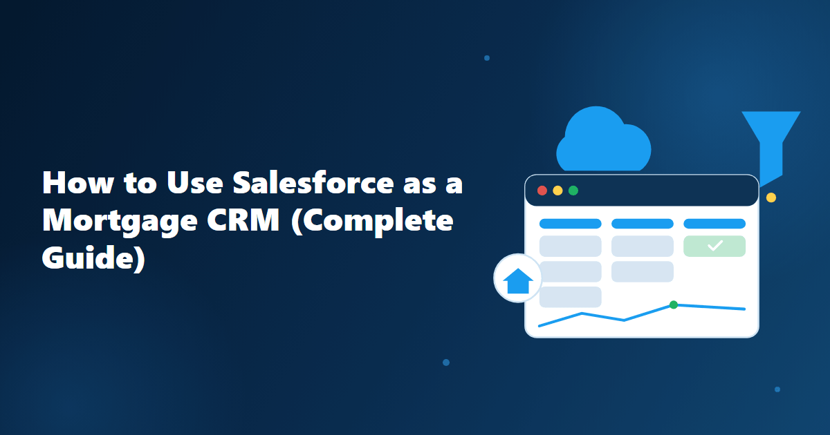 Salesforce mortgage CRM guide showing loan pipeline stages, borrower records, and SMS communication in one platform