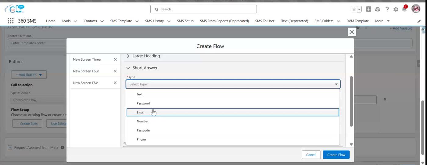 Short Answer component - Type options: Text, Password, Number, Passcode, Phone